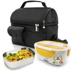 SET BORSA Termica +  SPICE Amarillo inox Scaldavivande Lunch Box con vaschetta 1,5 L estraibile in acciaio inox 40 W coperchio con guarnizione 