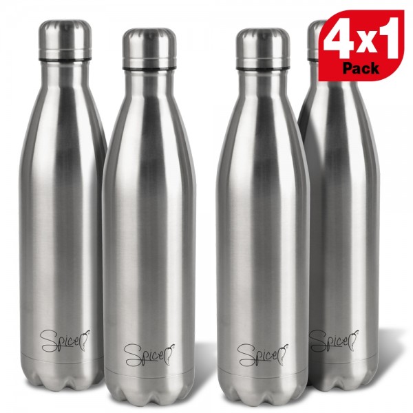 set 4 bottiglie acciaio inox doppia camera isolate da 750 ml